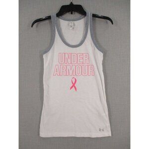 Under Armour Womens White & Gray Breast Cancer Awareness Tank Top XS